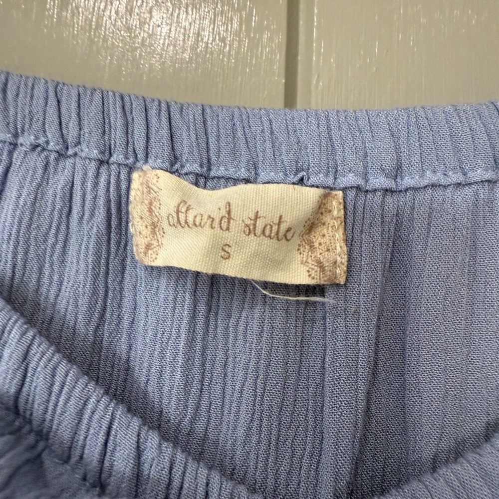 Altar'd State Light Blue Embroidered Bohemian Shirt Womens Small - Picture 2 of 9